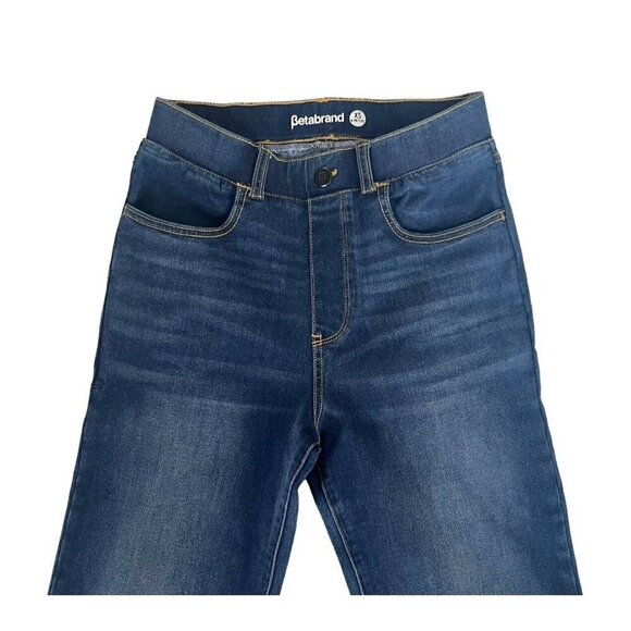Betabrand Women's Sz SP S Petite Dark Blue Pull On Straight  Denim Jeans Yoga - Picture 4 of 9